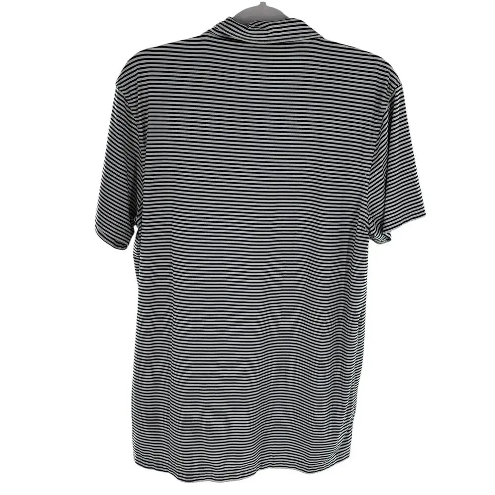 J. Crew Performance Men's Striped Navy Short Sleeve Polo Shirt